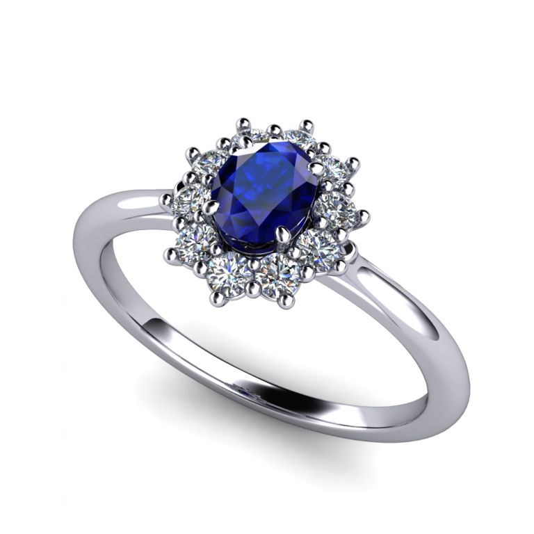 Ring white gold 18k sapphire ct. 0.35 diamonds ct. 0.25 tot. (made in Italy)
