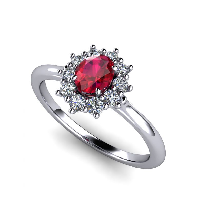 Ring white gold 18k ruby ct. 0.40 diamonds ct. 0.20 tot. (made in Italy)