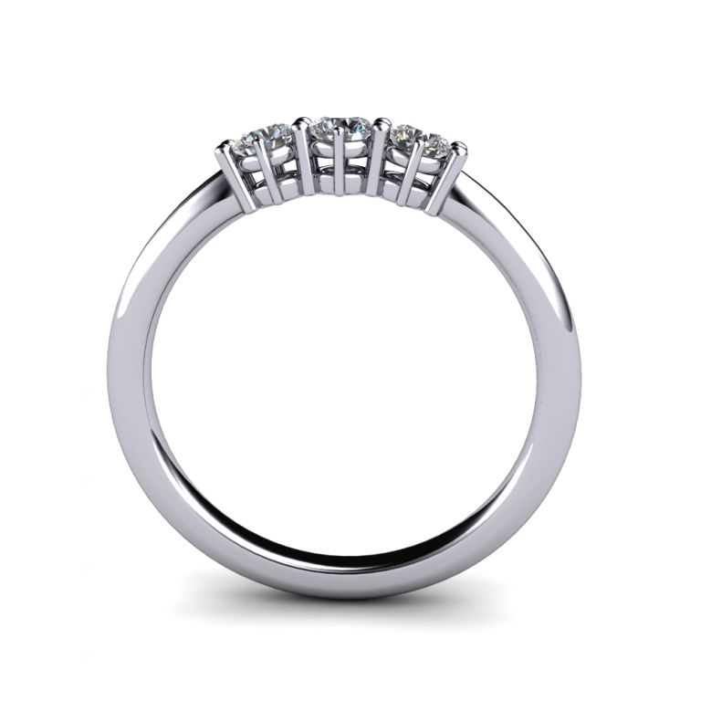 Trilogy ring 18k white gold diamonds ct. 0,30 total G VS1 (made in Italy)