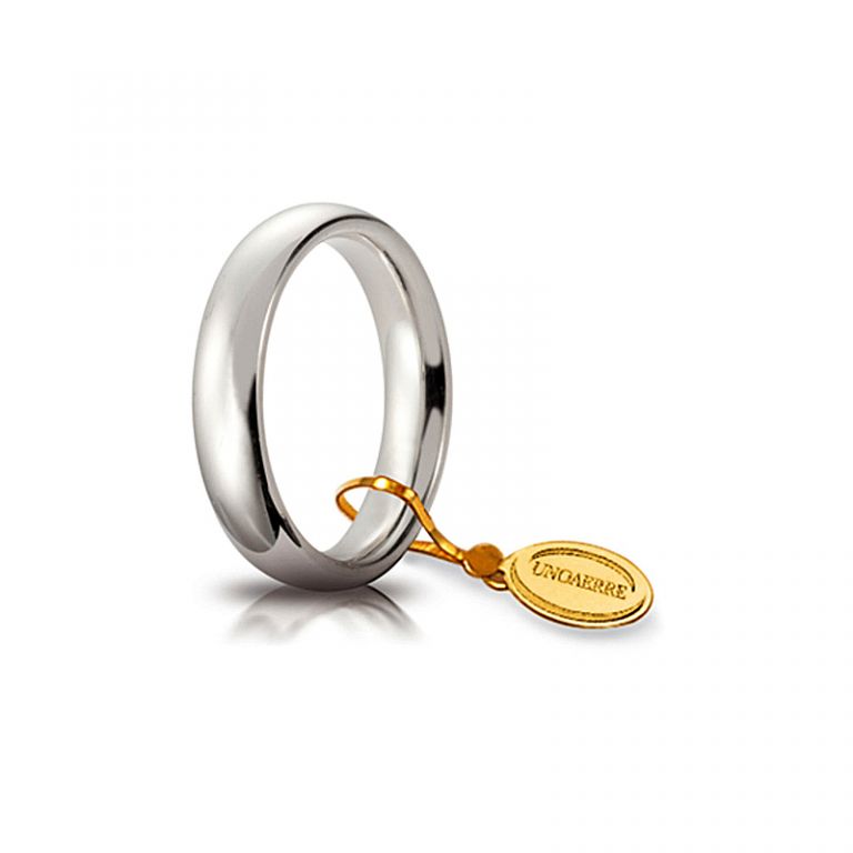 Wedding ring UNOAERRE confort white gold 18k 4 mm. UNOAERRE