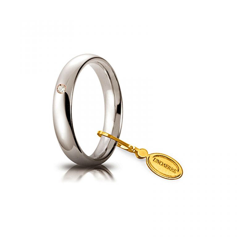 Wedding ring UNOAERRE confort white gold 18k 4 mm. with diamond ct. 0.03