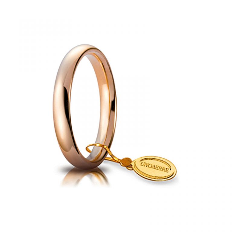 Wedding ring UNOAERRE confort pink gold 18k 3.5 mm.