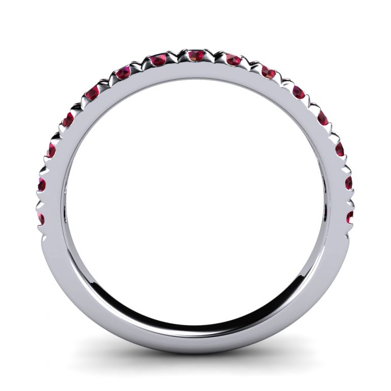 Diamond ring  half eternity 18k white gold rubies ct. 0.60 total (made in Italy)