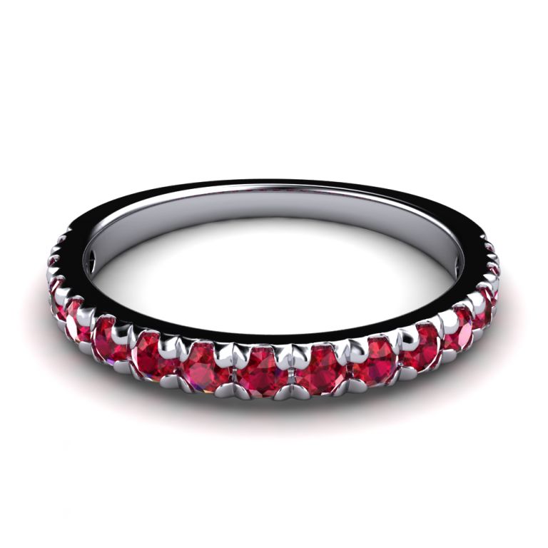 Diamond ring  half eternity 18k white gold rubies ct. 0.60 total (made in Italy)