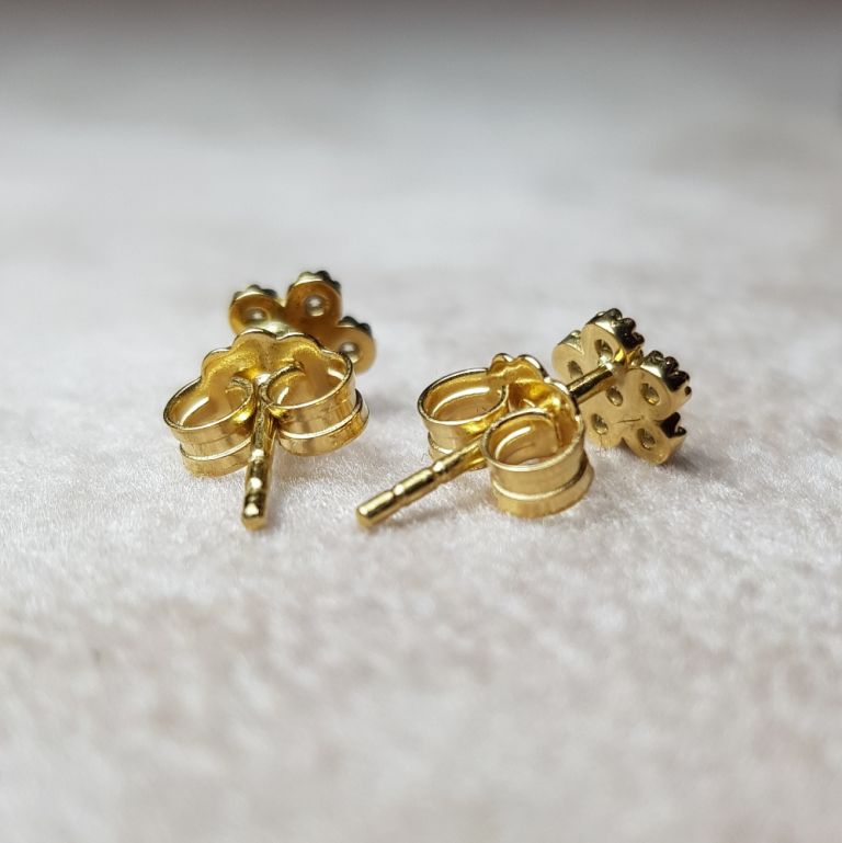 Flower earrings 18k yellow gold with cubic zirconia (made in Italy)