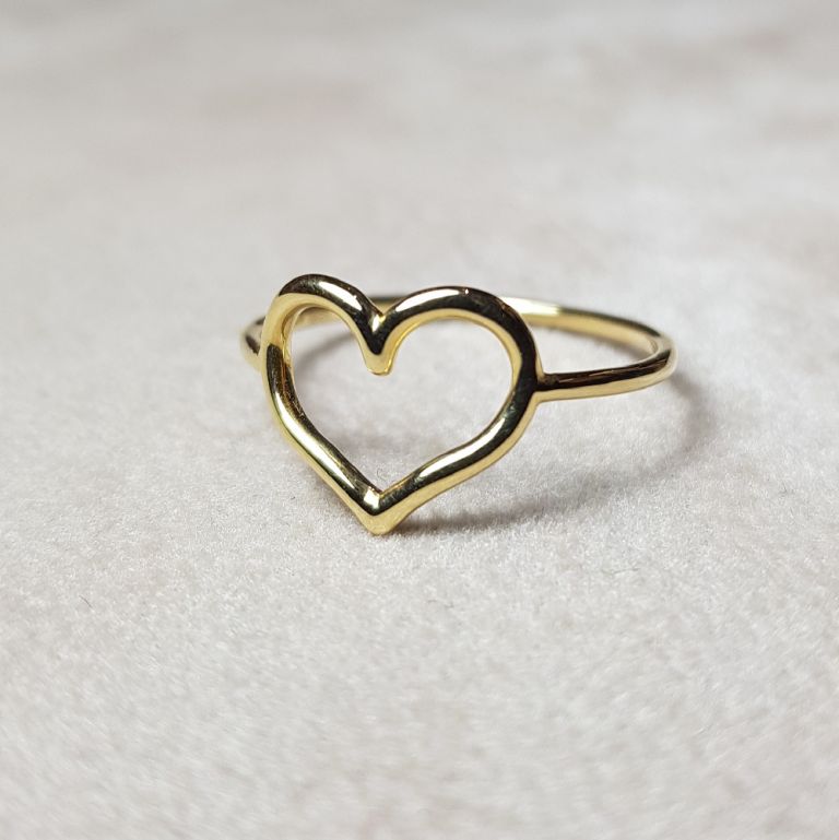 18k yellow gold heart wire ring (made in Italy)