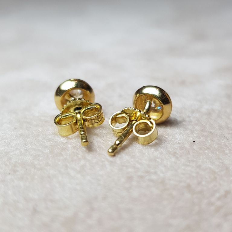 Earrings 18k yellow gold with cubic zirconia (made in Italy)