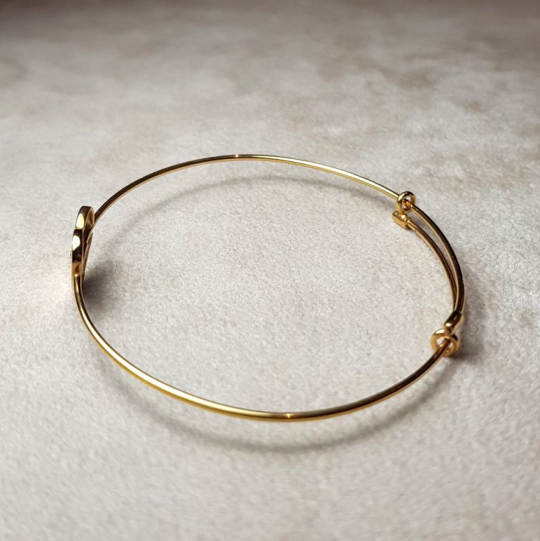 18k yellow gold rigid bracelet with heart and diamond ct. 0.03 (made in Italy)