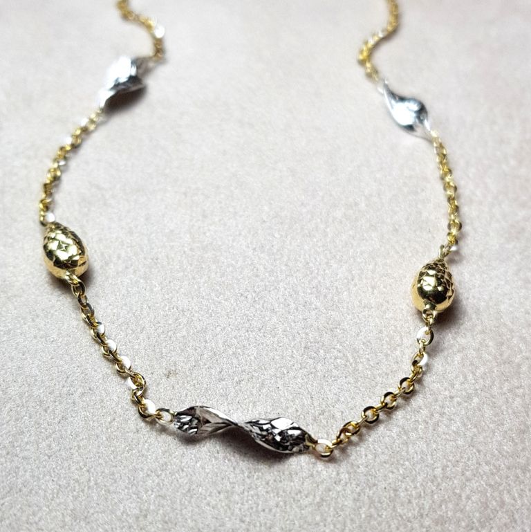 Necklace with diamanted elements 18k white and yellow gold (made in Italy)
