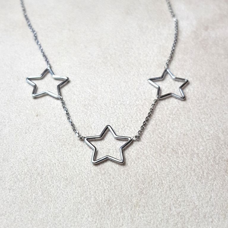 Stars necklace 18k white gold (made in Italy)
