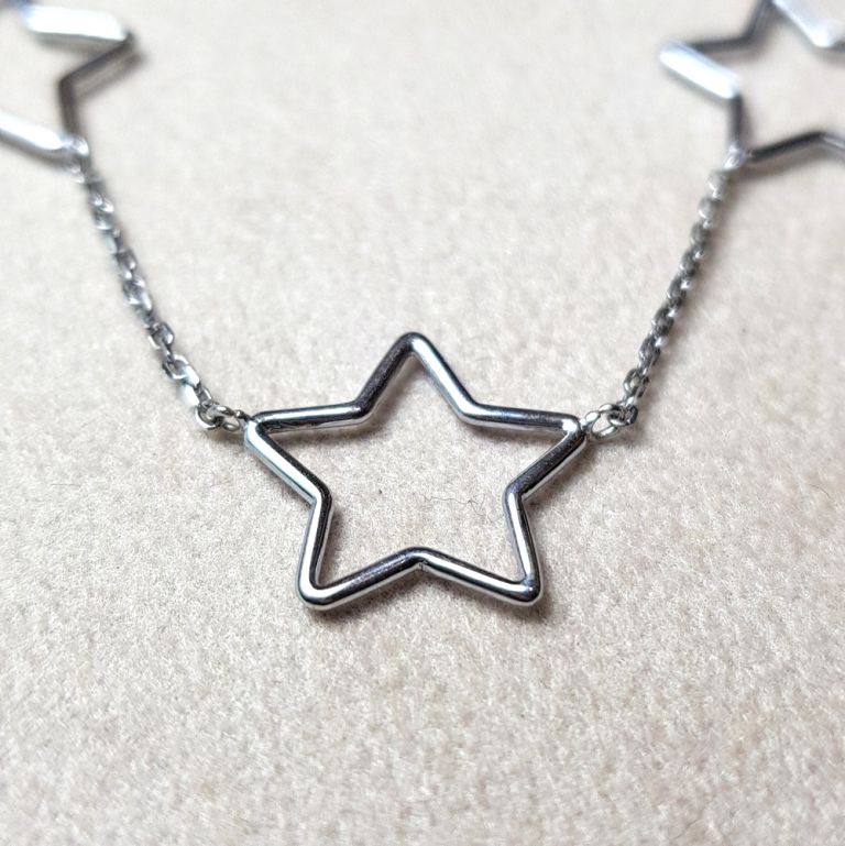Stars necklace 18k white gold (made in Italy)