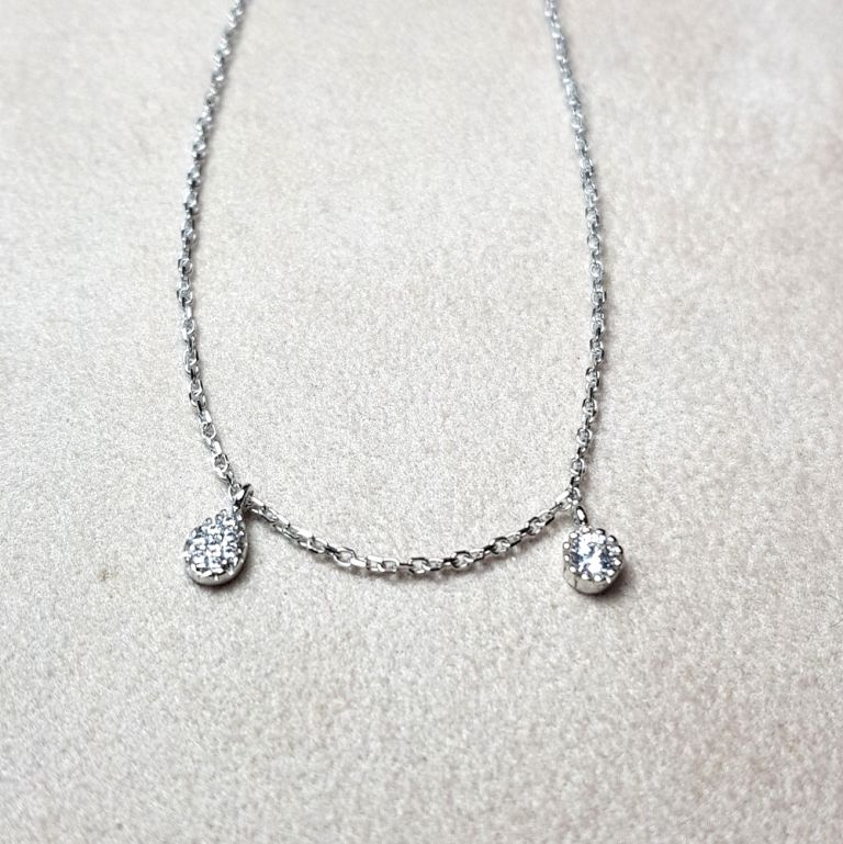 Cubic zirconias necklace 18k white gold (made in Italy)