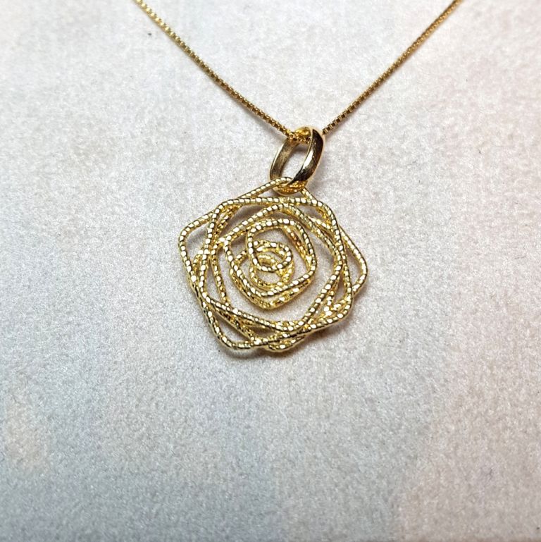 VENDUTO - Collana con pendente diamantato oro giallo 18k (made in Italy)