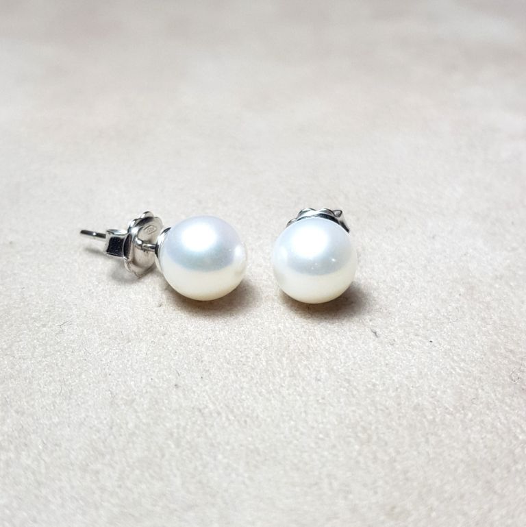 Farmed pearl earrings 18k white gold (made in Italy)