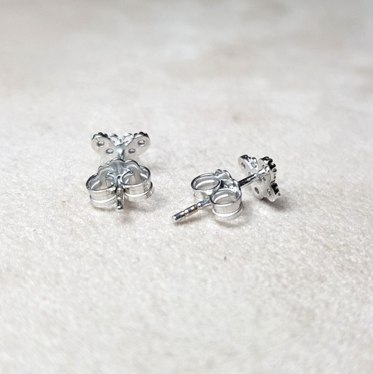 Butterfly earrings 18k white gold with cubic zirconia (made in Italy)