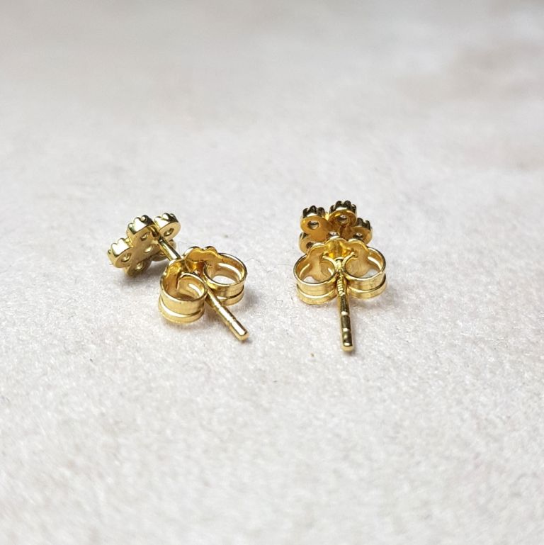 Flower shaped earrings 18k yellow gold with cubic zirconia (made in Italy)
