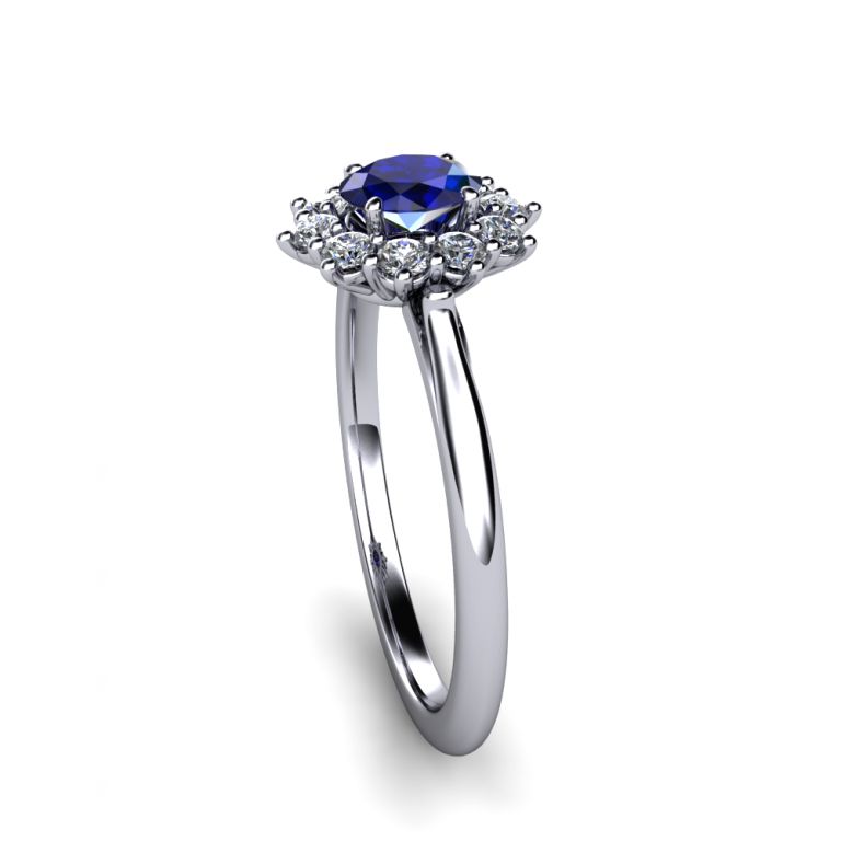 Ring white gold 18k sapphire ct. 0.35 diamonds ct. 0.25 tot. (made in Italy)