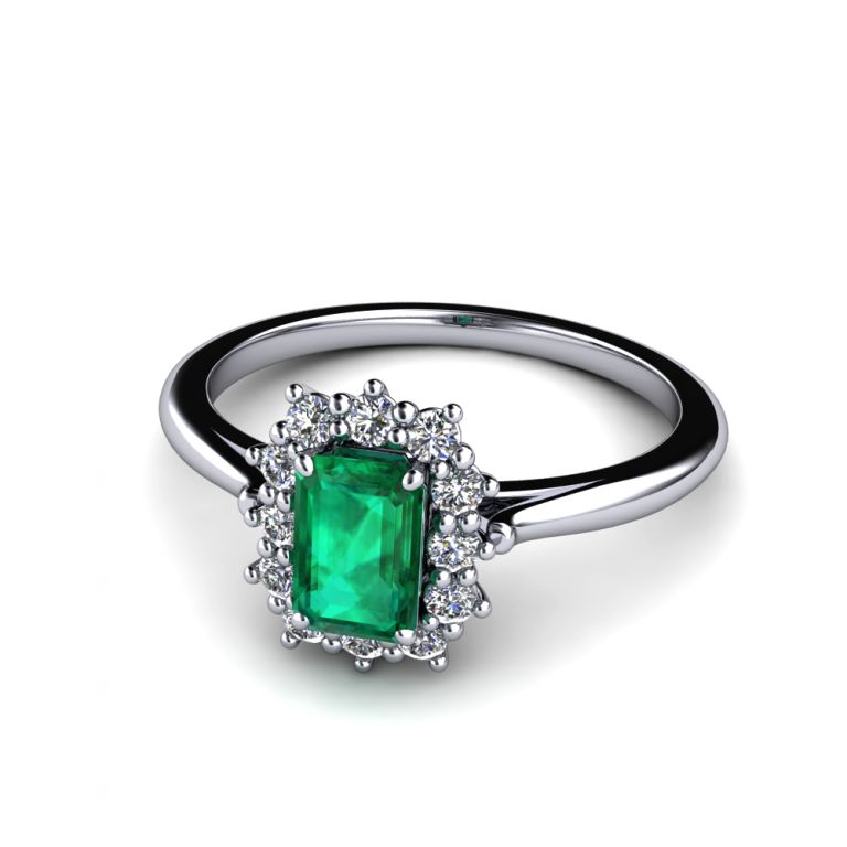 Ring white gold 18k emerald ct. 0.40 diamonds ct. 0.18 tot. (made in Italy)