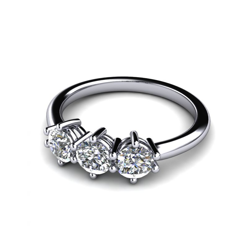 Trilogy ring 18k white gold diamonds ct. 0,90 total G VS1 (made in Italy)