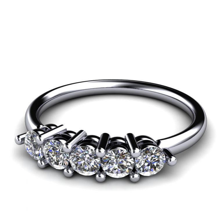 Diamond ring 18k white gold diamonds ct. 0,50 total G VS1 (made in Italy)