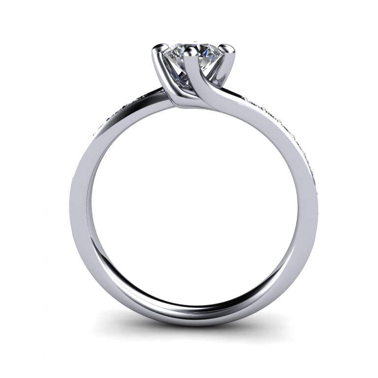 Solitaire ring 18k white gold with central certified diamond ct. 0.40 and side diamonds ct. 0.16 total (made in Italy)