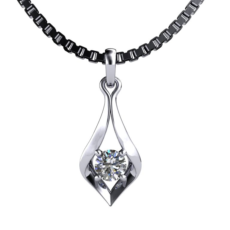 18k white gold pendant with certified diamond ct. 0.25 G VS1 complete with chain 18k white gold (made in Italy)