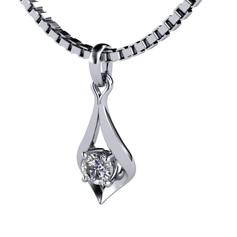 18k white gold pendant with certified diamond ct. 0.25 G VS1 complete with chain 18k white gold (made in Italy)