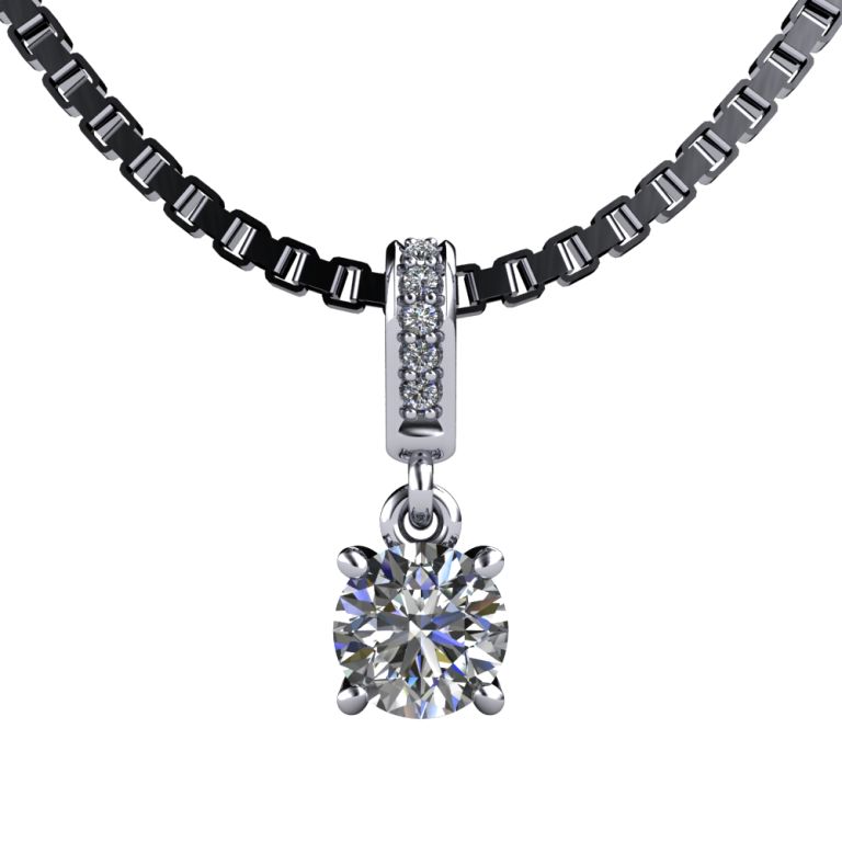 18k white gold pendant with natural diamonds ct. 0.52 total F VVS1 complete with chain 18k white gold (made in Italy)