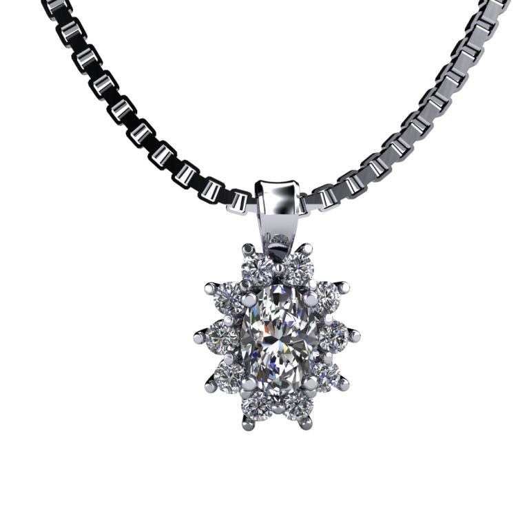 18k white gold pendant with natural diamonds ct. 0.80 total F VS1 complete with chain 18k white gold (made in Italy)
