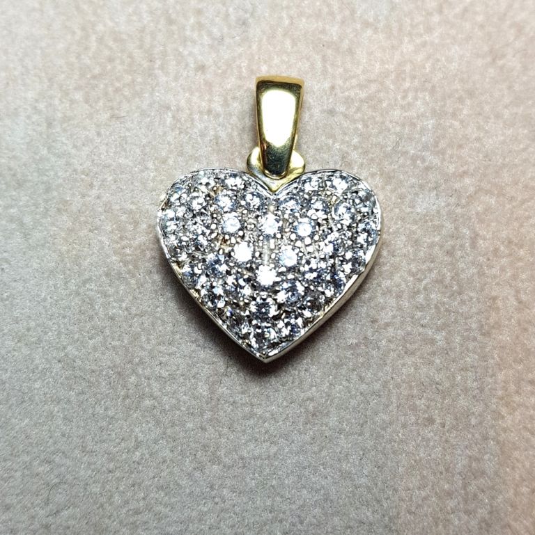Heart yellow gold 18k and zirconias (made in Italy)