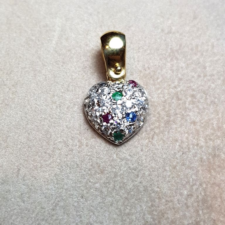 Heart yellow and white gold 18k and zirconias (made in Italy)
