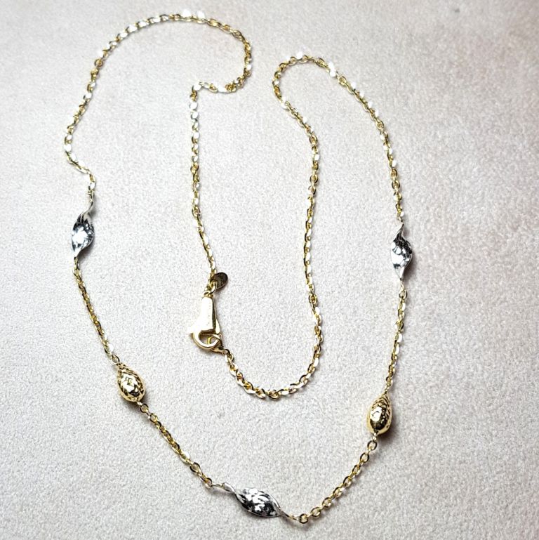 Necklace with diamanted elements 18k white and yellow gold (made in Italy)