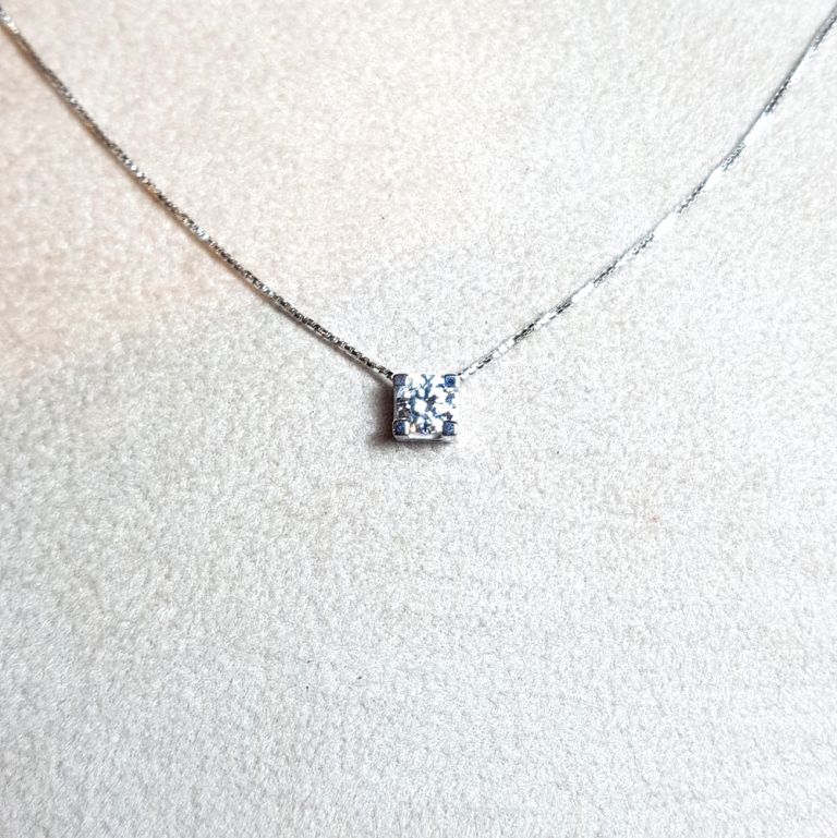 Cubic zirconia necklace 18k white gold (made in Italy)