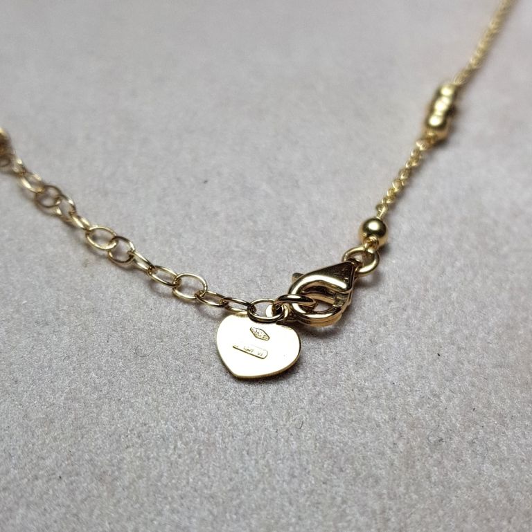 Collana pendente cuore e elementi in oro giallo 18k (made in Italy)